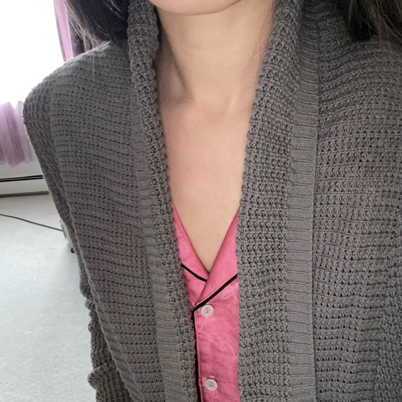 Grey/Olive Draped Cardigan - Picture 6 of 8